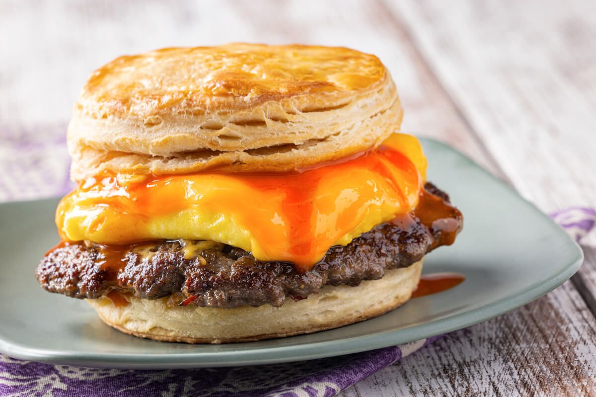 Beef Breakfast Sausage Tube Biscuit Sandwich
